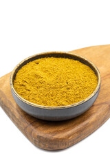 Ground cumin or Jeera Powder. Powder cumin spice in bowl isolated on white background. Dry spice concept. Close up