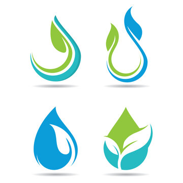 ecology waterdrop logo vector icon illustration