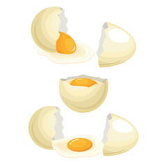 Vector set of farm eggs. The concept of cooking and fresh food. Chicken yolk and protein. A beautiful element for your design.