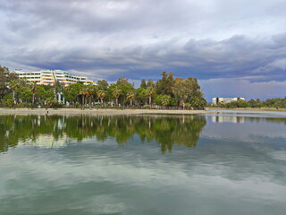 Resort landscape on a lake in Turkey
