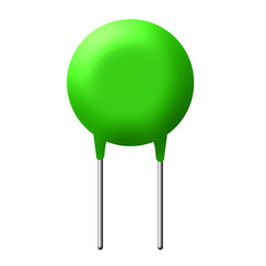 Green thermistor icon on white background. NTC Thermistor Resistor sign. 3d style.