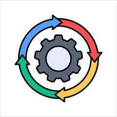 Workflow process icon, Gear cog wheel vector illustration on white background.