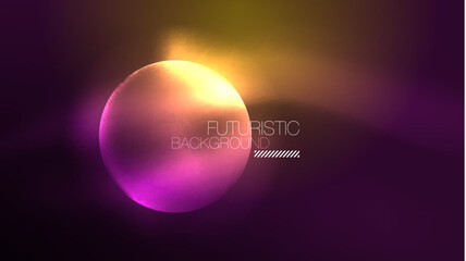 Circles with bright neon shiny light effects, abstract background wallpaper design