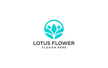 beautiful elegant lotus flower logo design