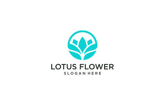 beautiful elegant lotus flower logo design