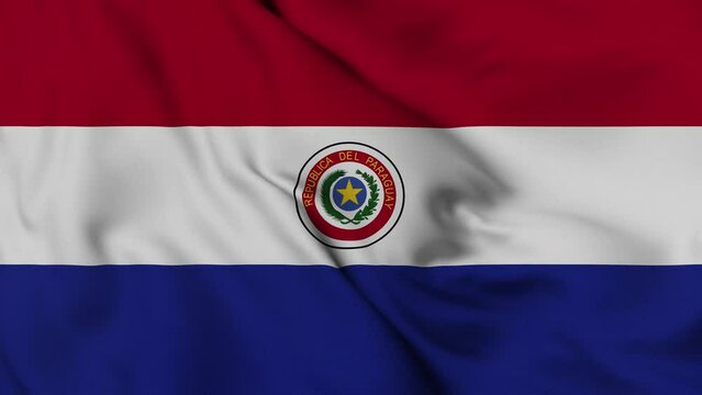 Paraguay flag waving in the wind. 4K animation.
