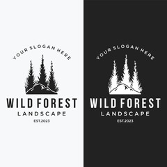 Pine tree,evergreen and mountain vintage Logo design.Logo for adventurer, camping, nature, badge and business.
