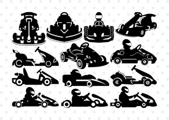 Go Kart Racing Silhouette, Kart Racing SVG, Sports Svg, Racing Svg, Go Kart Svg, Kart Racing Bundle, SB00852 - obrazy, fototapety, plakaty