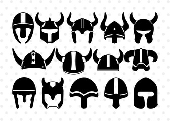 Viking Helmet Silhouette, Viking Helmet SVG, Helmet Svg, Horned Helmet Svg, Helmet With Horns Svg, Viking Helmet Bundle, SB00833