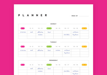 Weekly Planner With Colored Elements