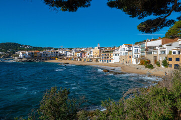 Obraz premium Calella de Palafrugell, Catalunya, Spain - January 7, 2022: General view of the village