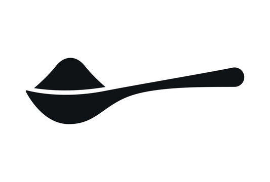 Spoon measure pictogram, cooking ingredient  symbol. Isolated vector silhouette on white background.