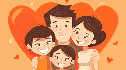 A happy family with children. Illustration of the Family Day holiday. Generative ai.