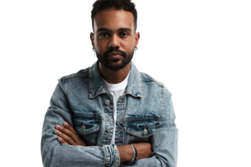 Handsome young african american guy posing in studio 