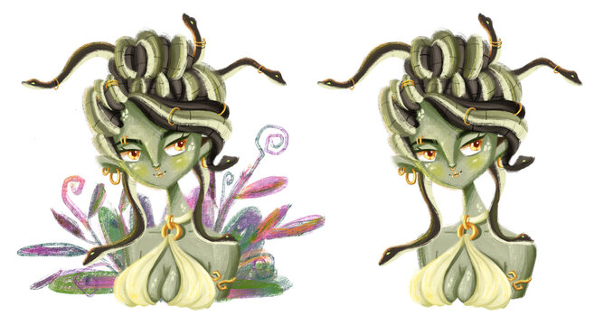 Medusa Illustration, Fantasy Character Illustration