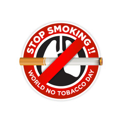 Stop smoking alert for world no tobacco day event illustration