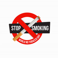 Stop smoking alert for world no tobacco day event illustration