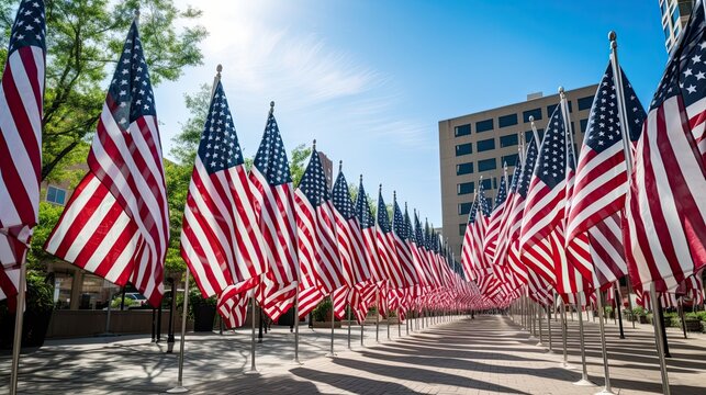 Memorial Day, Remember And Honor, Independence Day, Outdoor American Flags, Generative Art