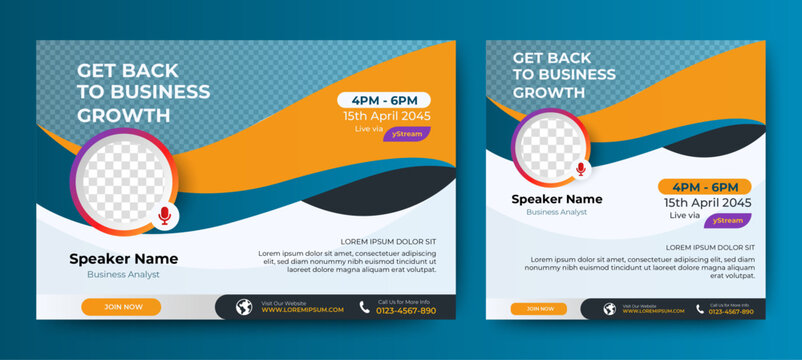 Business Conference webinar banners invitations design.