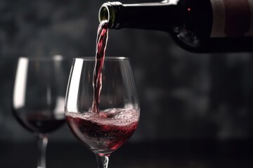 Red wine being poured into a glass. Generative AI