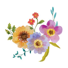 bouquet watercolor flower hand draw clipart