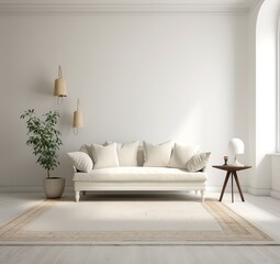 Large luxury modern bright interiors Living room. Generative Ai.