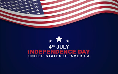 Happy American independence day on 4th of July, greeting design illustration with 3D american flag