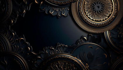 Fototapeta na wymiar luxury black background with gold elements. High quality illustration Generative AI