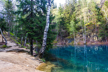 Colorful lakes in the national park Rudawy Janowickie, Poland - 601326335