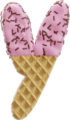 3D Render Realistic Letter Y Alphabet Waffle With Chocolate Sprinkles
