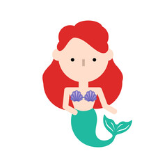 Cute little mermaids cartoon character illustration