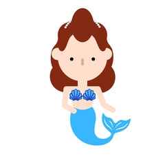 Cute little mermaids cartoon character illustration