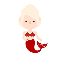 Cute little mermaids cartoon character illustration