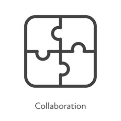 Outline style ui icons soft skill for business collection. Vector black linear illustration. Collaboration. Jigsaw connected puzzle piece teamwork symbol isolated. Design for corporate training