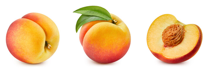 Peach isolated. Peach on white. Full depth of field. With clipping path