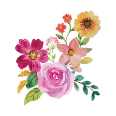 bouquet watercolor flower hand draw clipart