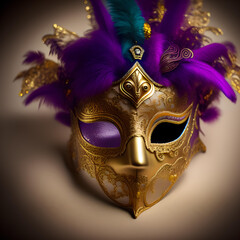 op view of Venetian mask, mardi gras mask, or disguise on bokeh