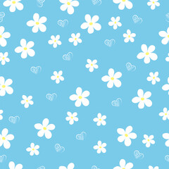 Floral pattern with daisies on a blue background. High quality vector illustration.