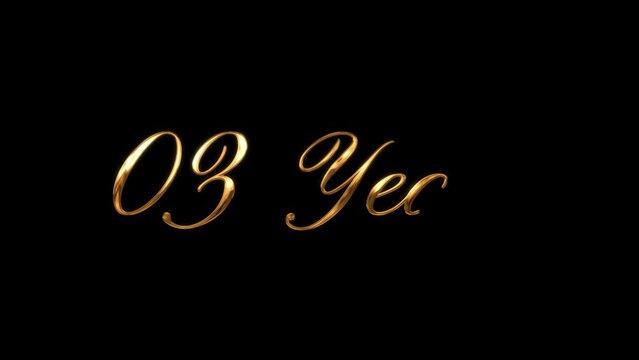 3th Year - Lettering Animation With Gold Ink Drop and Black Background. Great for greeting videos, opening video, Bumper, cinema, digital video, media publishing, film, short movie, etc
