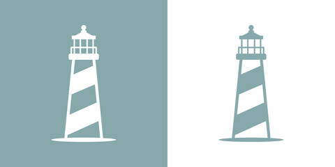 Logo Nautical. Faro de luz. Icono de torre mar&iacute;tima en puerto