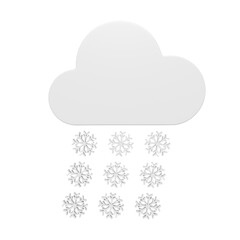 3d icon of white snow falling from the clouds
