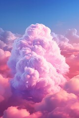 Fluffy white and pink clouds at twilight. Generative AI