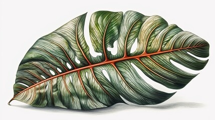 Tropical leaf background. Modern boho floral illustration. Elegant nature design. Generative AI