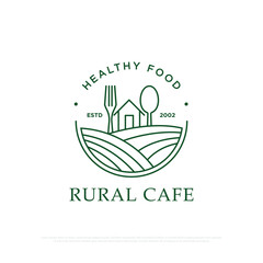 Healthy Food Restaurant logo design , a restaurant with a rural concept that provides traditional organic food and drinks vector illustration