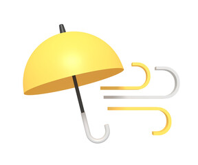 3d icon of Umbrella in the wind