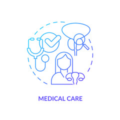 Medical care blue gradient concept icon. Health care. Medical community. Healthcare provider. Womens right. Reproductive health abstract idea thin line illustration. Isolated outline drawing
