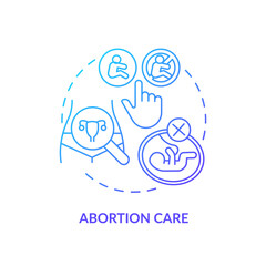 Abortion care blue gradient concept icon. Unwanted pregnancy. Abortion access. Healthy woman. Sexual health. Reproductive choice abstract idea thin line illustration. Isolated outline drawing