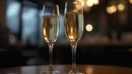 glasses of champagne on a table