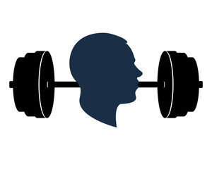 The barbell and the silhouette of a man's face. 