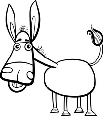 funny cartoon donkey farm animal character coloring page